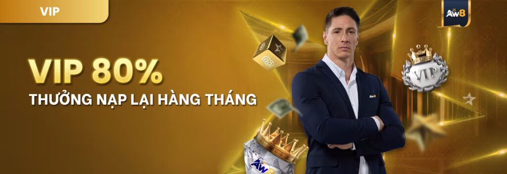 THƯỞNG NẠP LẠI VIP HÀNG THÁNG 80%